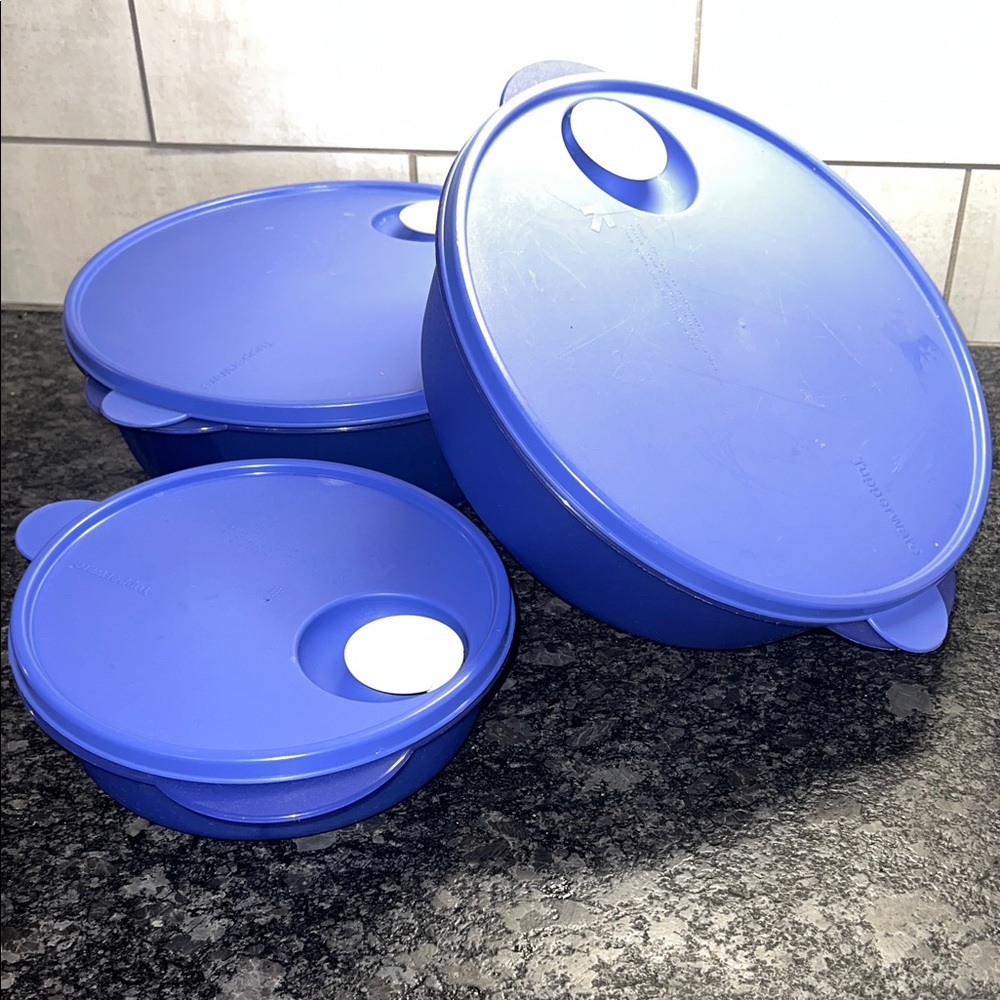 Purple Microwave  Kitchen Storage Container Set of 3  crystal wave bowls w/lids